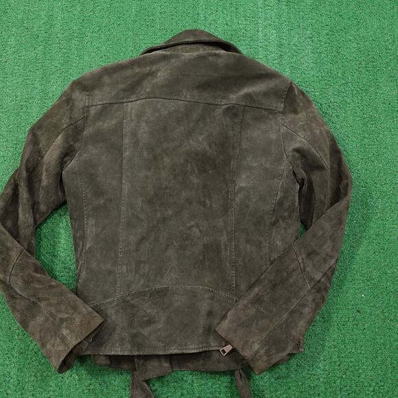 H&M SUEDE LEATHER BIKER STYLE HEAVY METAL JACKET WOMENS SIZE 8 - Picture 6 of 10